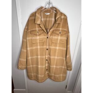 Sonoma Women's Utility Shacket Heavyweight Beige Plaid ~ Size 4X